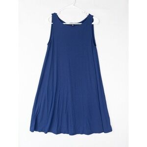 Eileen Fisher Dress Womens XS Blue Minimalist Midi Solid‎ Tank Viscose
